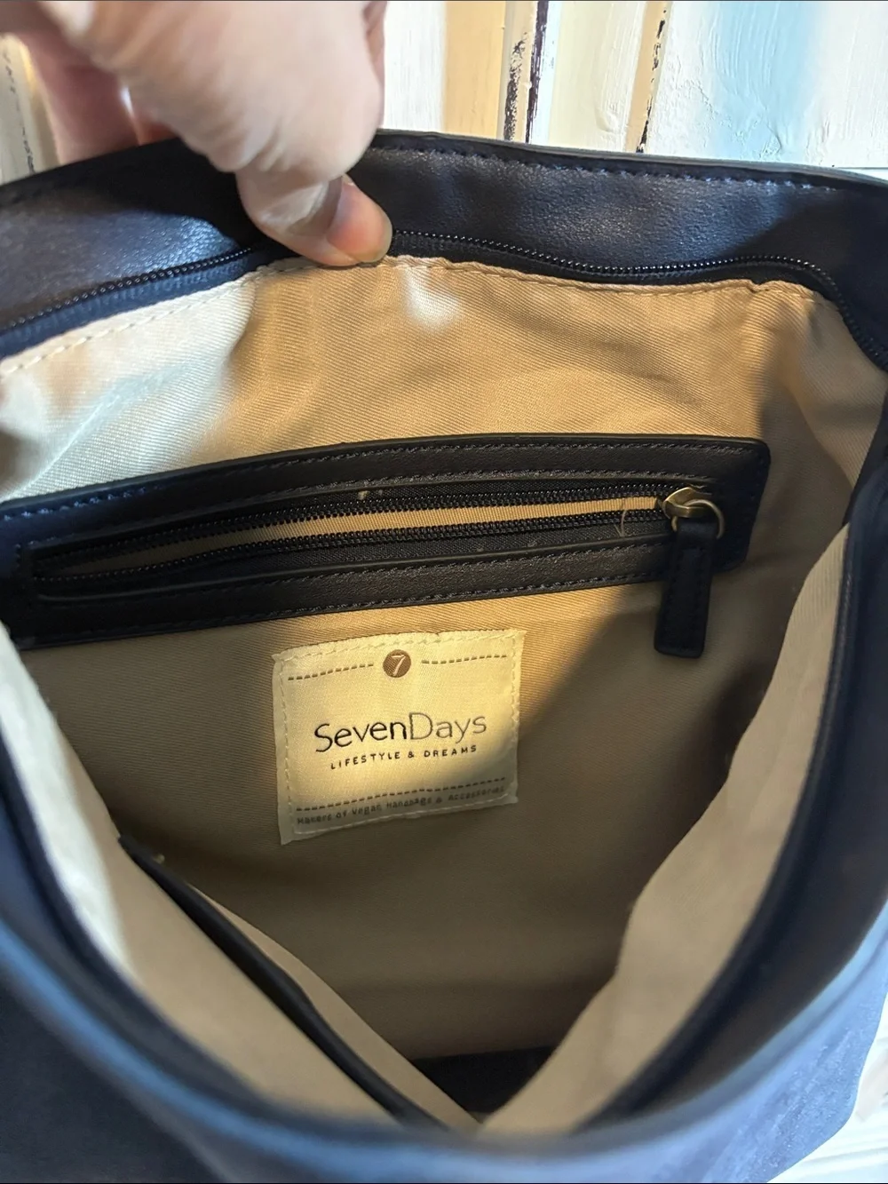 Classic Navy Suede & Leather Hobo Shoulder Bag